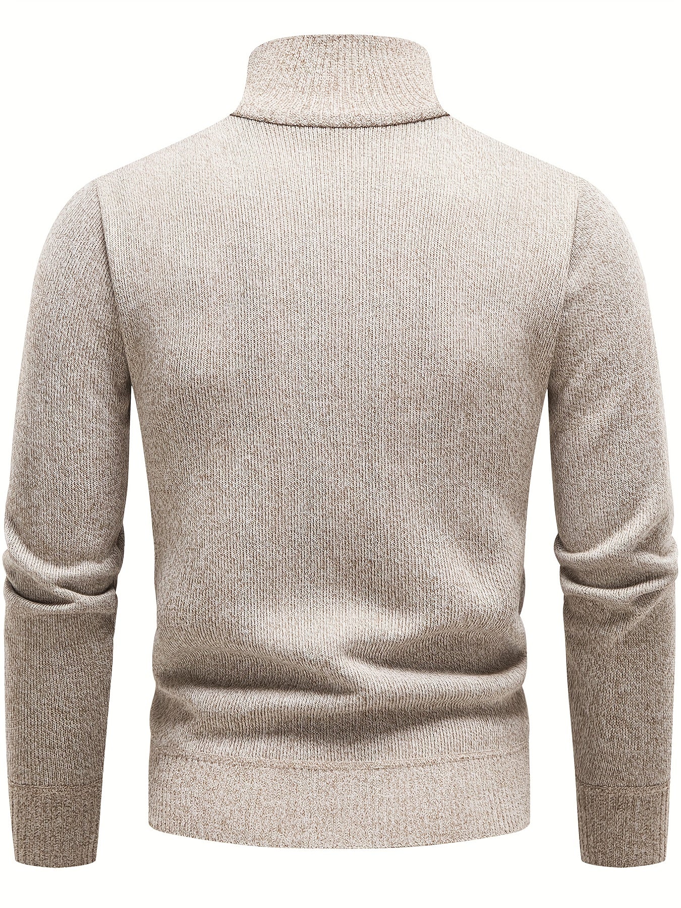 Men's Turtleneck Zip Knit Sweater with Pocket