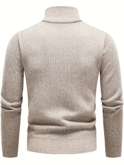 Men's Turtleneck Zip Knit Sweater with Pocket