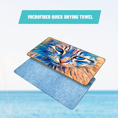 Cat Pattern Hand Towel Microfiber Quick Drying Soft Face Towel