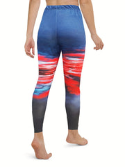 Sunset Print Skinny Leggings High Waist Stretchy Leggings