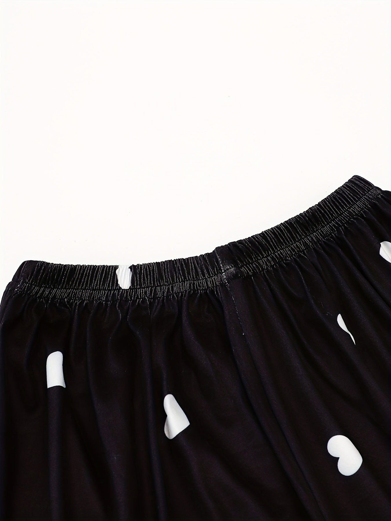 Heart Print Sleep Bottoms Soft & Comfy Elastic Waistband Shorts Women's
