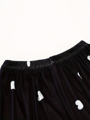 Heart Print Sleep Bottoms Soft & Comfy Elastic Waistband Shorts Women's