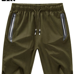 Men's Casual Loose Zipper Pocket Elastic Waist Drawstring Gym Shorts