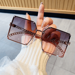 Oversized Square Sunglasses Rivet Decor Gradient UV400
