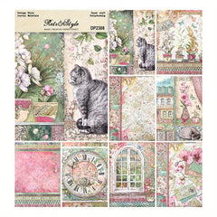 8sheets A5 Vintage Style Scrapbooking Paper Pack