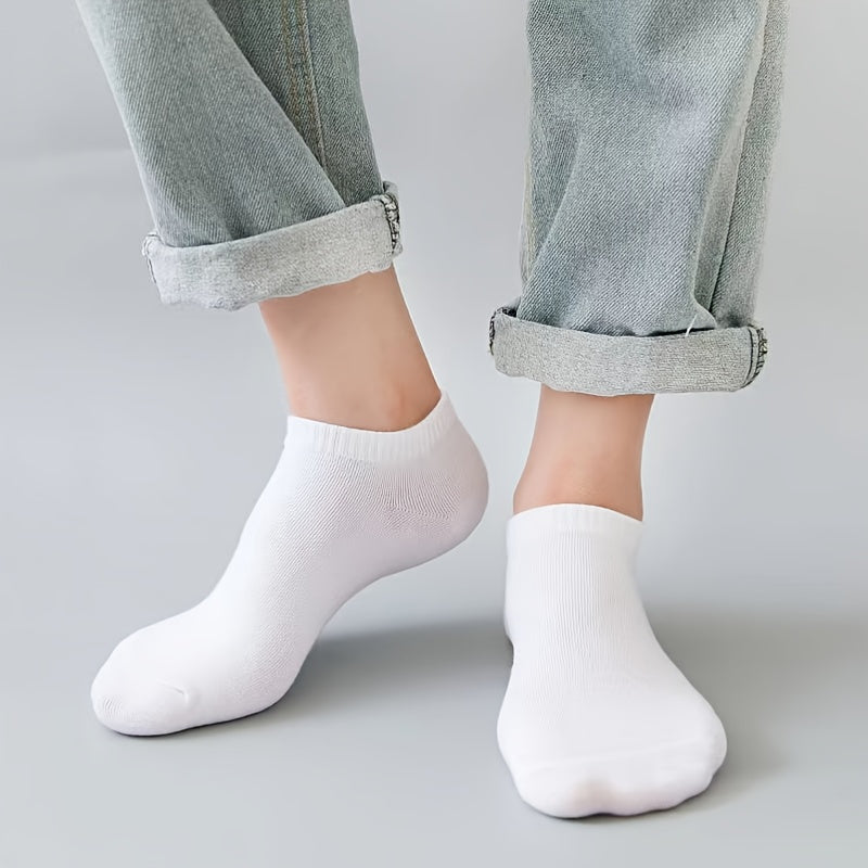 10 Pairs Men's Solid Liner Anklets Socks Thin Breathable Soft Sweat Absorbent