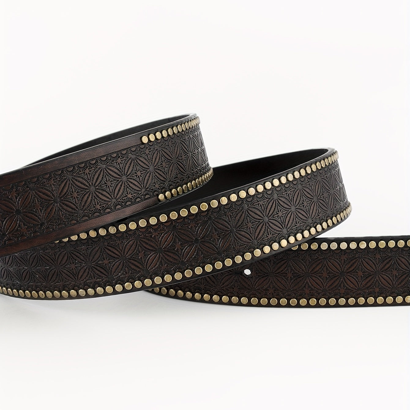 Men's Floral Pin Buckle Belt PU Leather Casual Jeans Pants Waist Strap