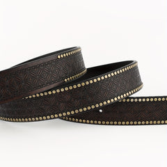 Men's Vintage Floral Rivet Studded Leather Belt