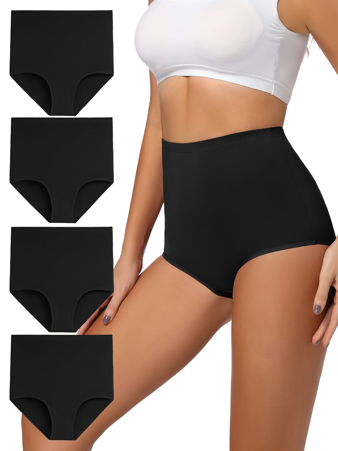 Women's Plus Seamless High Rise Comfort Briefs 4pcs Set