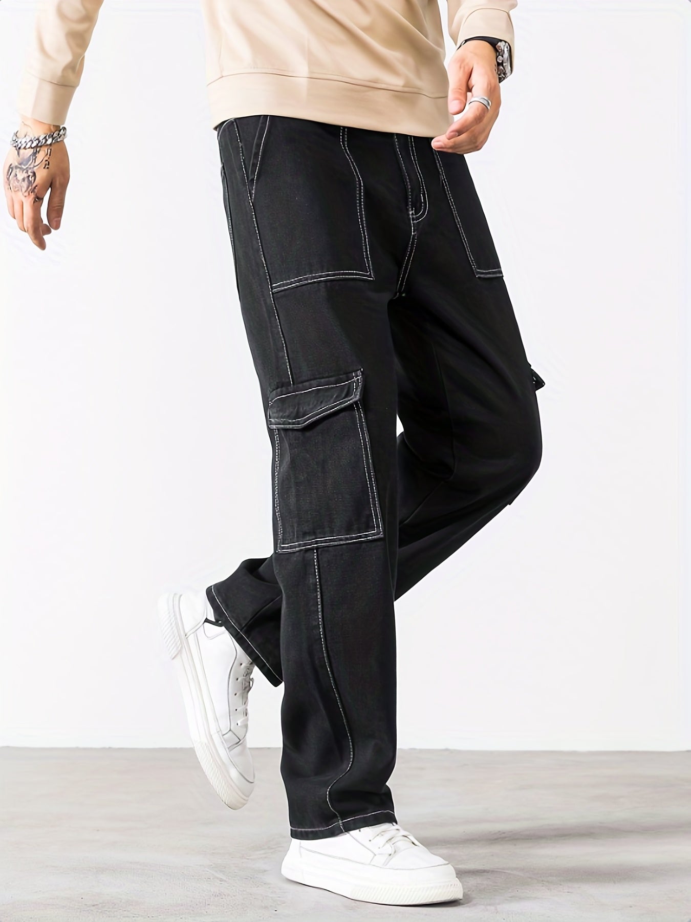 Men's Slim Fit Dark Wash Straight Leg Jeans