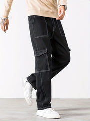 Men's Slim Fit Dark Wash Straight Leg Jeans