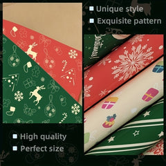 5pcs Christmas Gift Wrapping Paper, Santa Reindeer Snowman Pattern