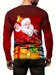 Christmas Santa Claus Print Men's Long Sleeve Novelty T shirt