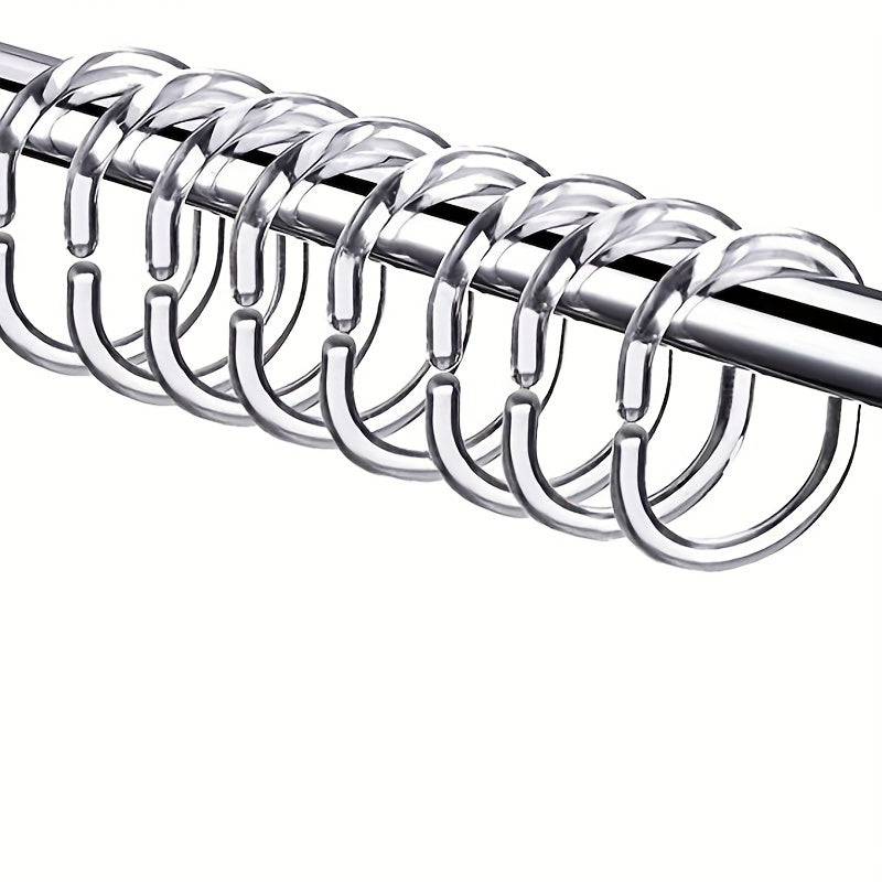12pcs Clear C Shaped Shower Curtain Hooks for Bathroom Shower Rods