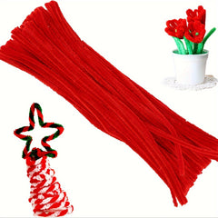 300pcs Red Chenille Rod Tube Cleaner Set for DIY Craft Art Decoration