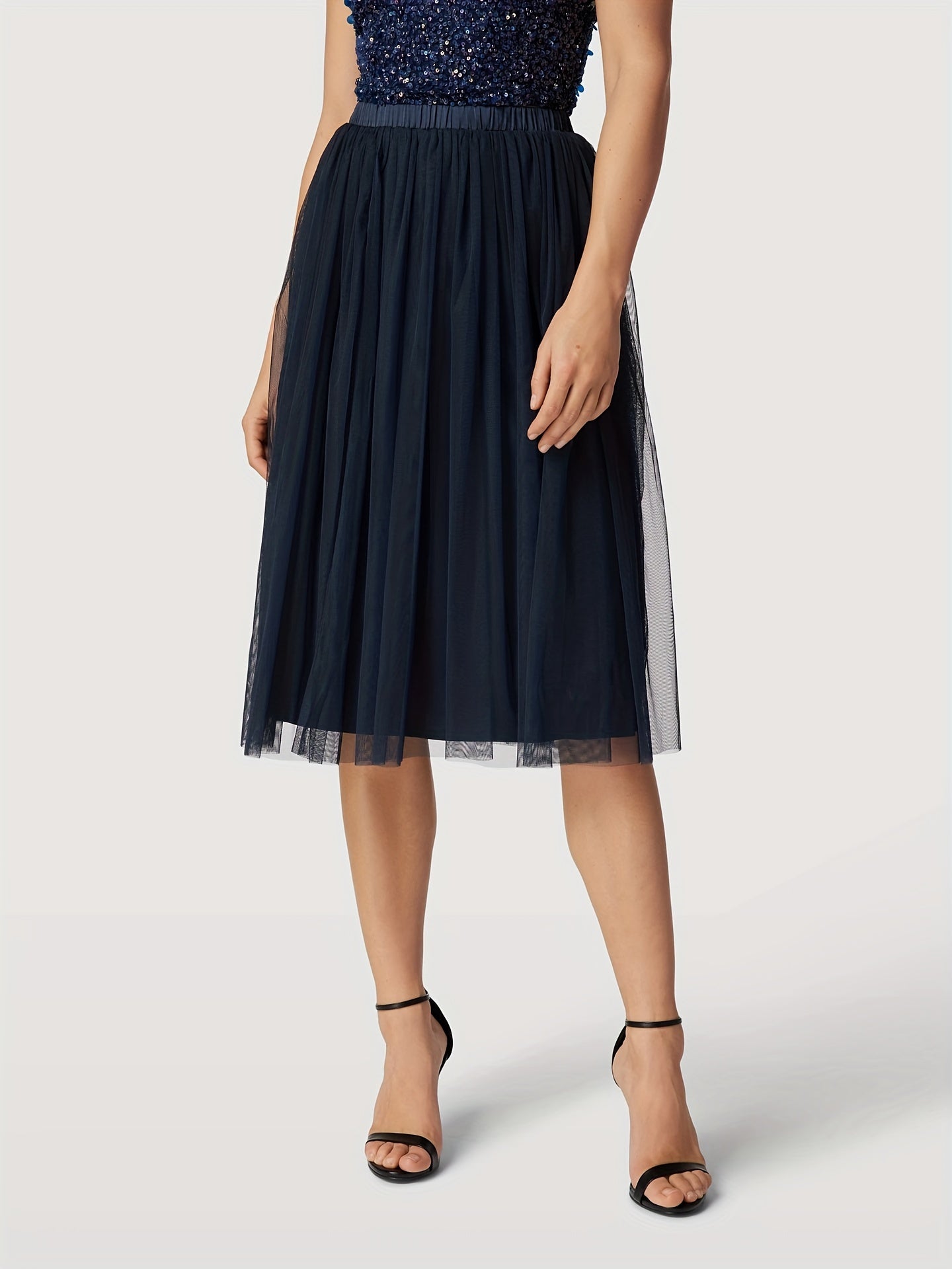 Pleated Elastic Waist Skirt for Women's Spring & Summer Wear