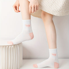 5 Pairs Floral & Plaid Print Socks for Women