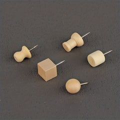 30pcs Wooden Push Pins 5 Styles Storage Box Home Office Craft Projects