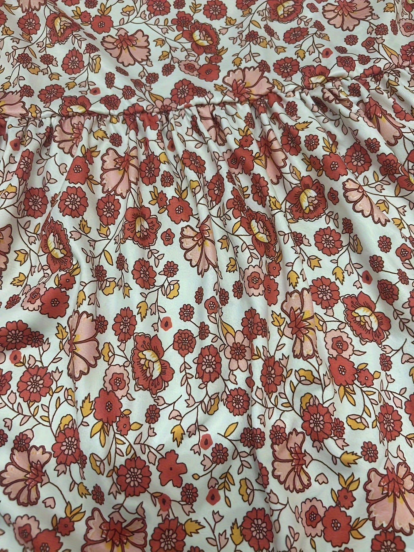 Ditsy Floral Print Long Sleeve V Neck Dress