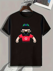 Masked Cartoon Person Print Men's Graphic T shirt Casual Comfy Tees