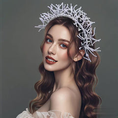 Wedding Charm Beaded Floral Wreath Headband Handcrafted Bridal Hair Accessory