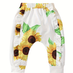 Baby Girls Floral Print Elastic Waist Pants for Spring Summer