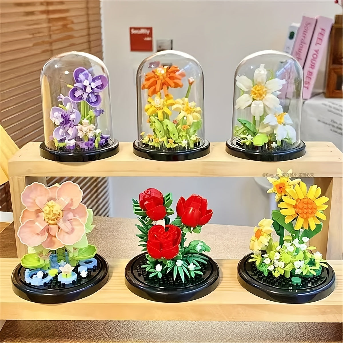 DIY Flower Building Blocks Set Mixed Colors ABS Material 3D Flower Craft Kit