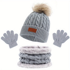 3pc Baby Hat Scarf Gloves Set for Autumn Winter