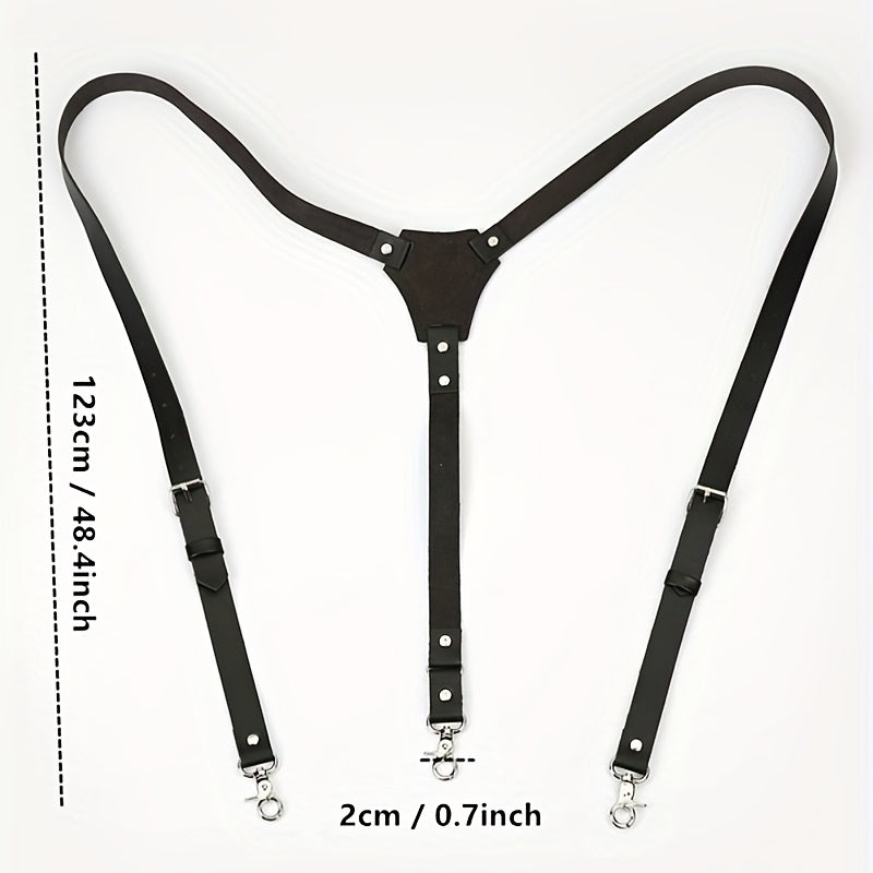 Men's PU Pin Buckle Suspenders Party Leather Strap