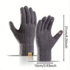 Winter Velvet Lining Warm Gloves Touch Screen Knitted Gloves