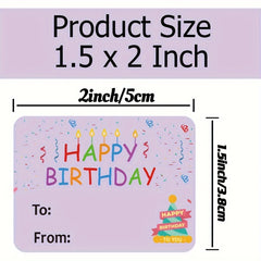 300pcs Happy Birthday Gift Tags Name Tags Stickers 3.81x5.08cm Rectangle