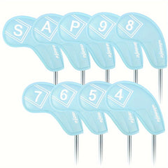 9 Pcs PU Leather Golf Headcovers Waterproof Putter Club Cover