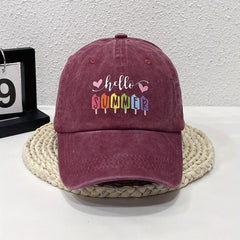 Summer Print Baseball Cap Washed Distressed Cotton Dad Hat
