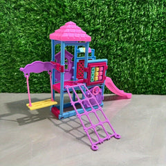Outdoor Dollhouse Playset with Slides, Climbing Frames, Swings & Toys