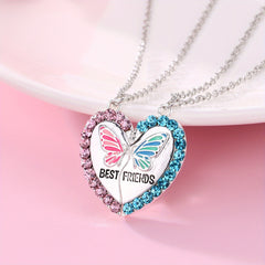 2pcs FRIENDS Heart Butterfly Magnetic Necklace For Toddler Girls BFF Gift