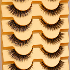 Reusable Wispy Cat Eye Lashes Cross Fluffy Natural Look