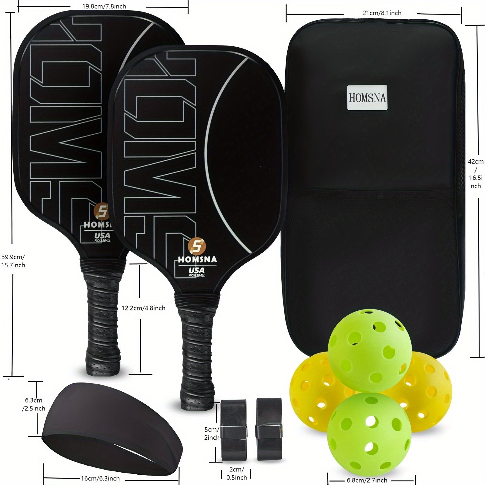 Pickleball Rackets Set 2 Rackets And 4 Balls With Bag And Headband