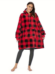 Casual Lounge Robe Women's Plus Soft Sherpa Wearable Blanket