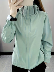Women's Windproof Outdoor Sports Jacket with Removable Hat