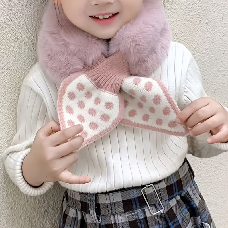 Kids Polka Dot Plush Scarf for Fall Winter
