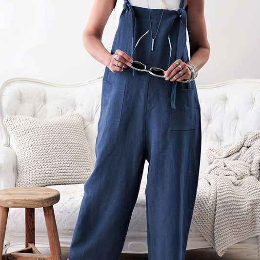 Solid Square Neck Wide Leg Jumpsuit