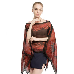 Chiffon Shawl Silk Scarf Beach Towel Swimwear Wrap Floral Cover Up