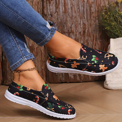Women's Christmas Style Slip On Sneakers Soft Sole Casual Shoes