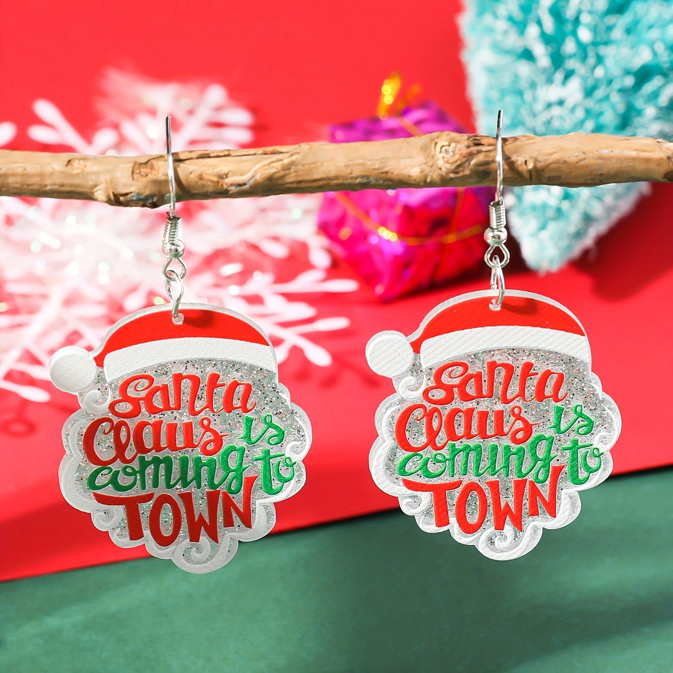 12PCS Christmas Earrings Set Snowman, Santa Claus, Beer, Cactus, Umbrella