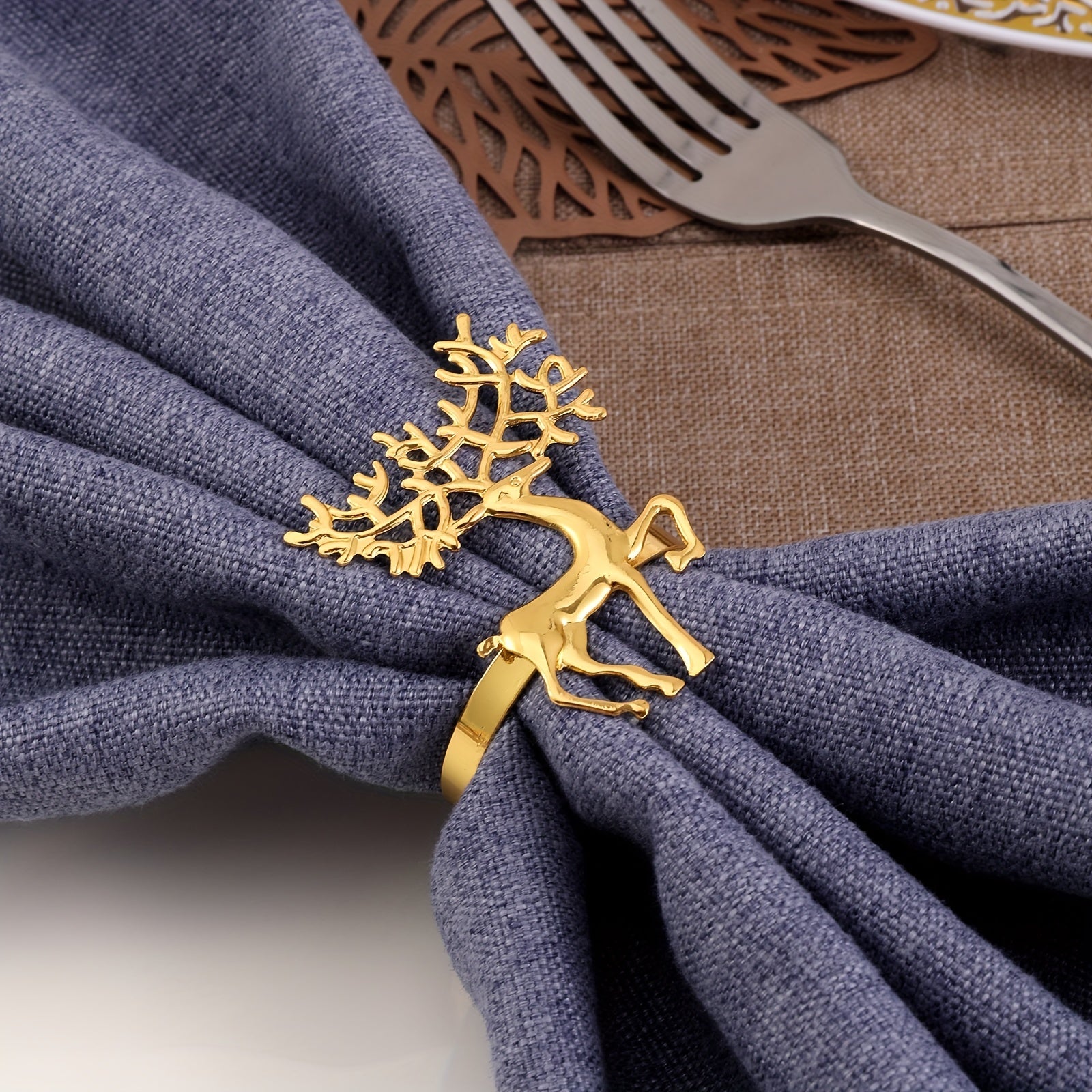 6pcs Christmas Napkin Ring Deer Napkin Holder Cloth Ring Wedding Ornamen