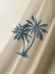 Coconut Tree Print Men's Hawaiian Shirt - Casual Short Sleeve, Chest Pocket
