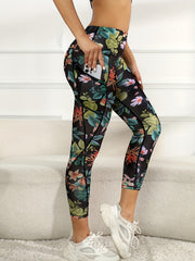 Floral Print Sports Leggings High Waist Tummy Control Gym Yoga Pants