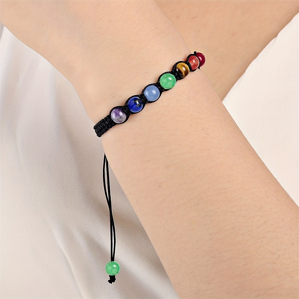 Chinese Style Beaded Bracelet Adjustable Hand Jewelry Natural Stone Braided Rope