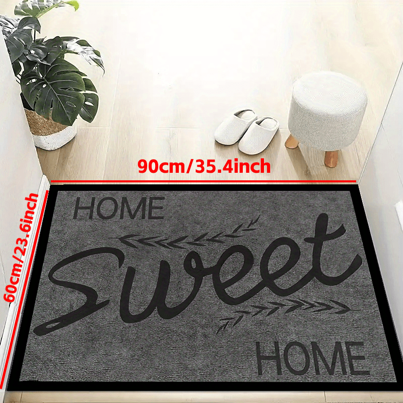 1pc Grey Welcome Doormat Non slip Floor Rug Mat Outdoor Indoor Entrance Mat