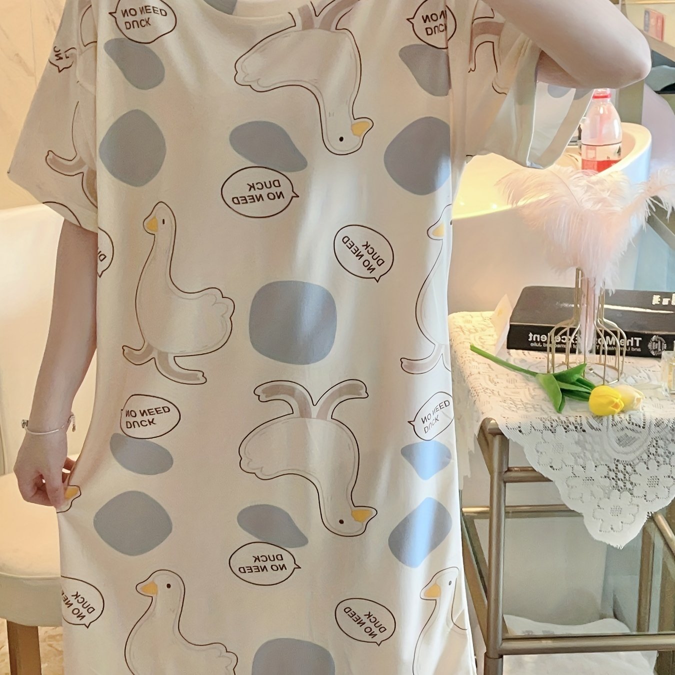 Duck Print NightDress Women's Sleepwear